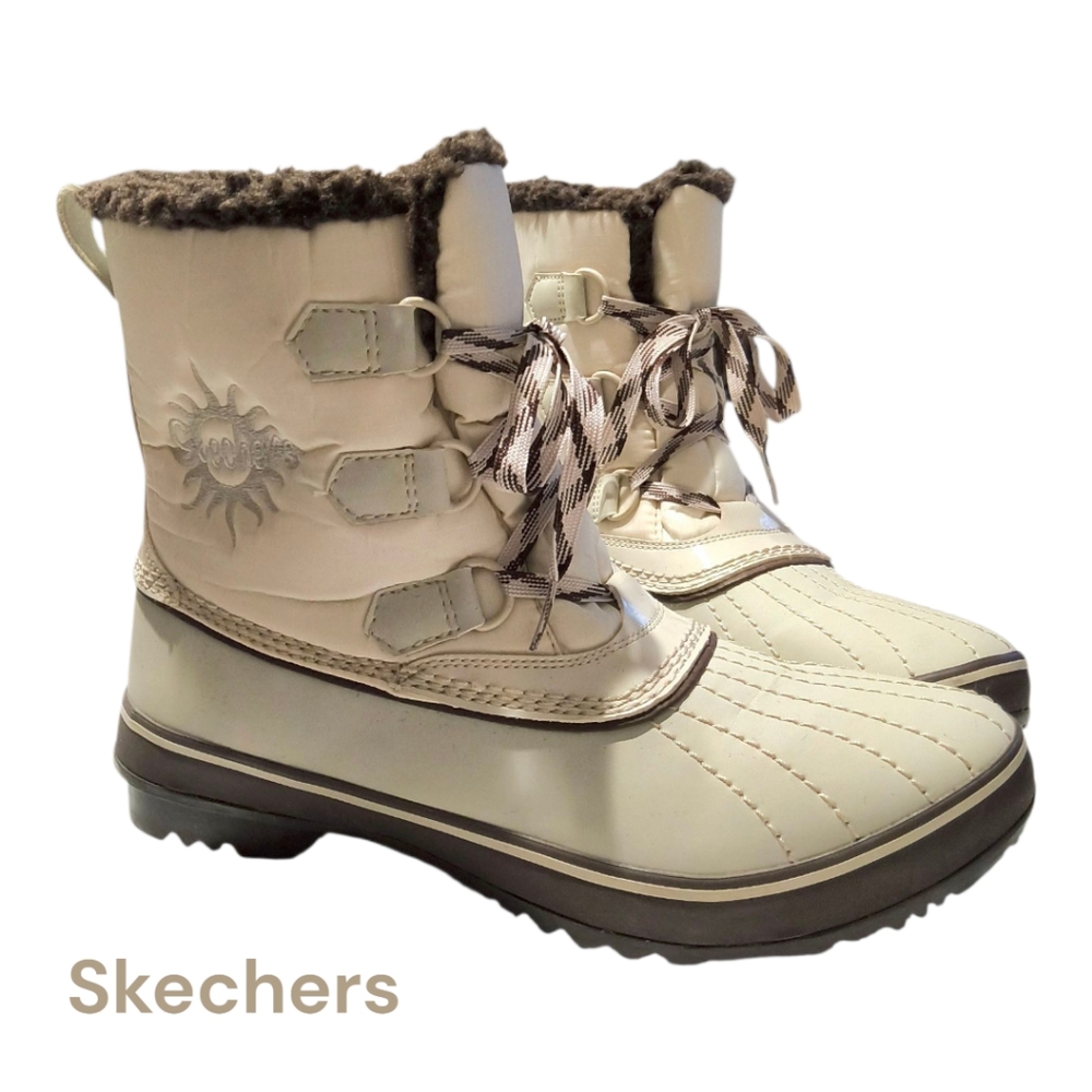 Skechers Ivory Winter Pond Quaker Duck Boots Size 10 - Cozy Neutral Winter